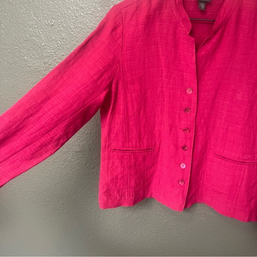 Eileen Fisher Raspberry Linen Blend Button Front … - image 4